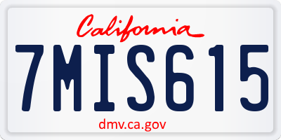 CA license plate 7MIS615