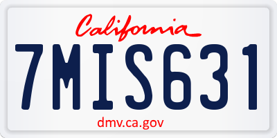 CA license plate 7MIS631