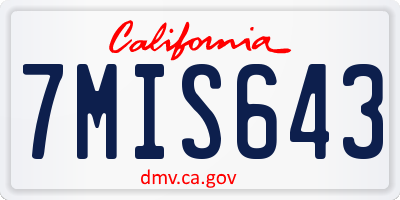 CA license plate 7MIS643
