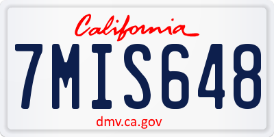 CA license plate 7MIS648