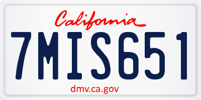 CA license plate 7MIS651