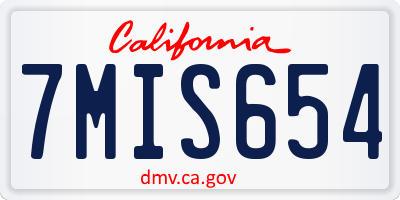 CA license plate 7MIS654