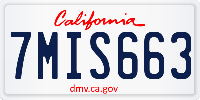 CA license plate 7MIS663