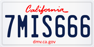 CA license plate 7MIS666