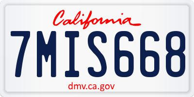 CA license plate 7MIS668