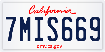 CA license plate 7MIS669