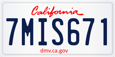 CA license plate 7MIS671