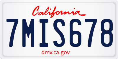 CA license plate 7MIS678