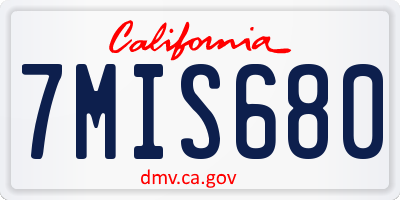 CA license plate 7MIS680