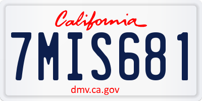 CA license plate 7MIS681