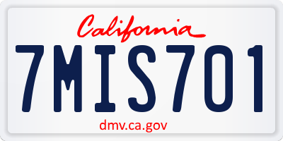 CA license plate 7MIS701