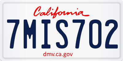 CA license plate 7MIS702