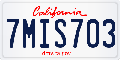 CA license plate 7MIS703