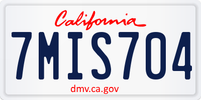 CA license plate 7MIS704