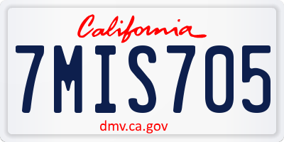 CA license plate 7MIS705