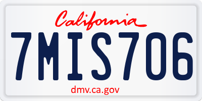 CA license plate 7MIS706