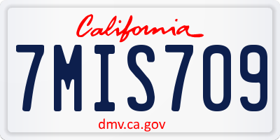 CA license plate 7MIS709