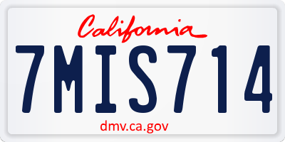 CA license plate 7MIS714