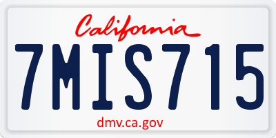 CA license plate 7MIS715