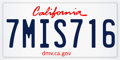 CA license plate 7MIS716