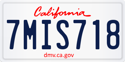 CA license plate 7MIS718