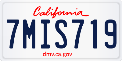 CA license plate 7MIS719