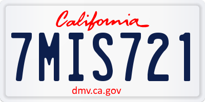 CA license plate 7MIS721