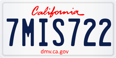 CA license plate 7MIS722