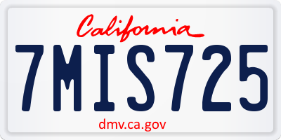 CA license plate 7MIS725