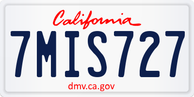 CA license plate 7MIS727