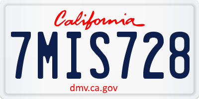 CA license plate 7MIS728