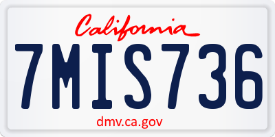 CA license plate 7MIS736
