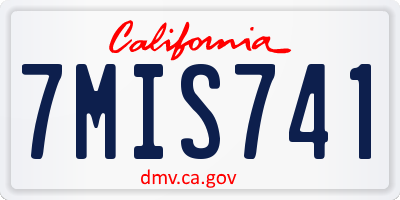 CA license plate 7MIS741