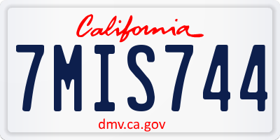 CA license plate 7MIS744