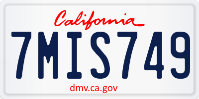 CA license plate 7MIS749