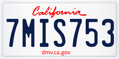 CA license plate 7MIS753