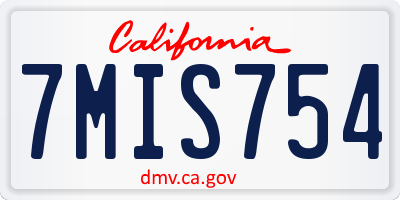 CA license plate 7MIS754