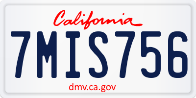 CA license plate 7MIS756