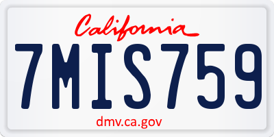 CA license plate 7MIS759