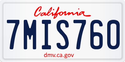 CA license plate 7MIS760