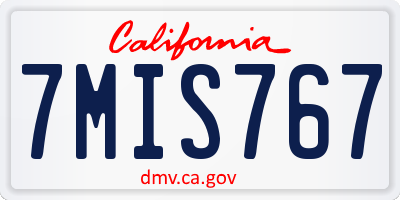 CA license plate 7MIS767