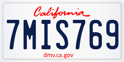 CA license plate 7MIS769