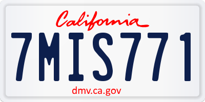 CA license plate 7MIS771