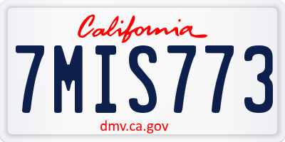 CA license plate 7MIS773