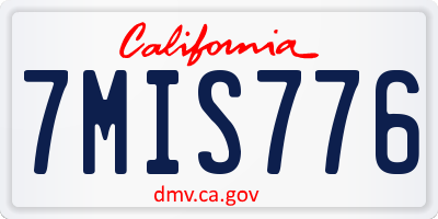 CA license plate 7MIS776