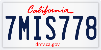CA license plate 7MIS778