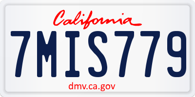 CA license plate 7MIS779