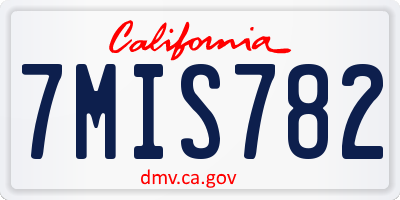 CA license plate 7MIS782