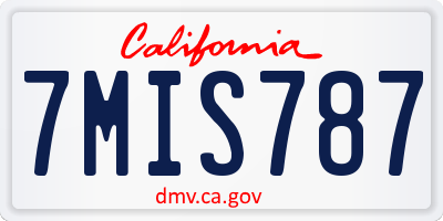 CA license plate 7MIS787