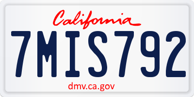CA license plate 7MIS792